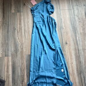 Hello Molly Elegant Blue Satin Dress